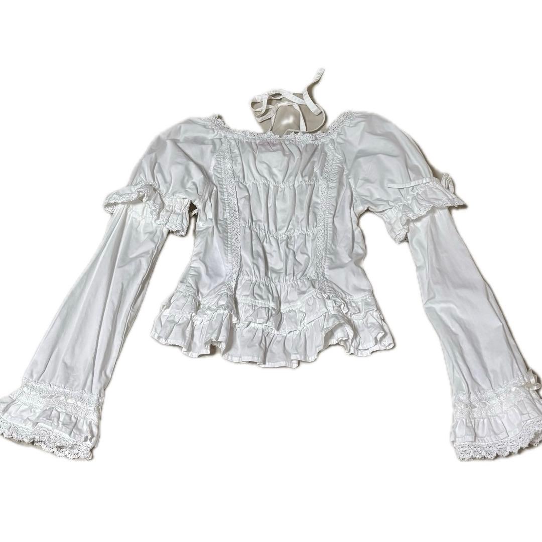BABY♡ 姫袖後ろシャーリングブラウス オフ白