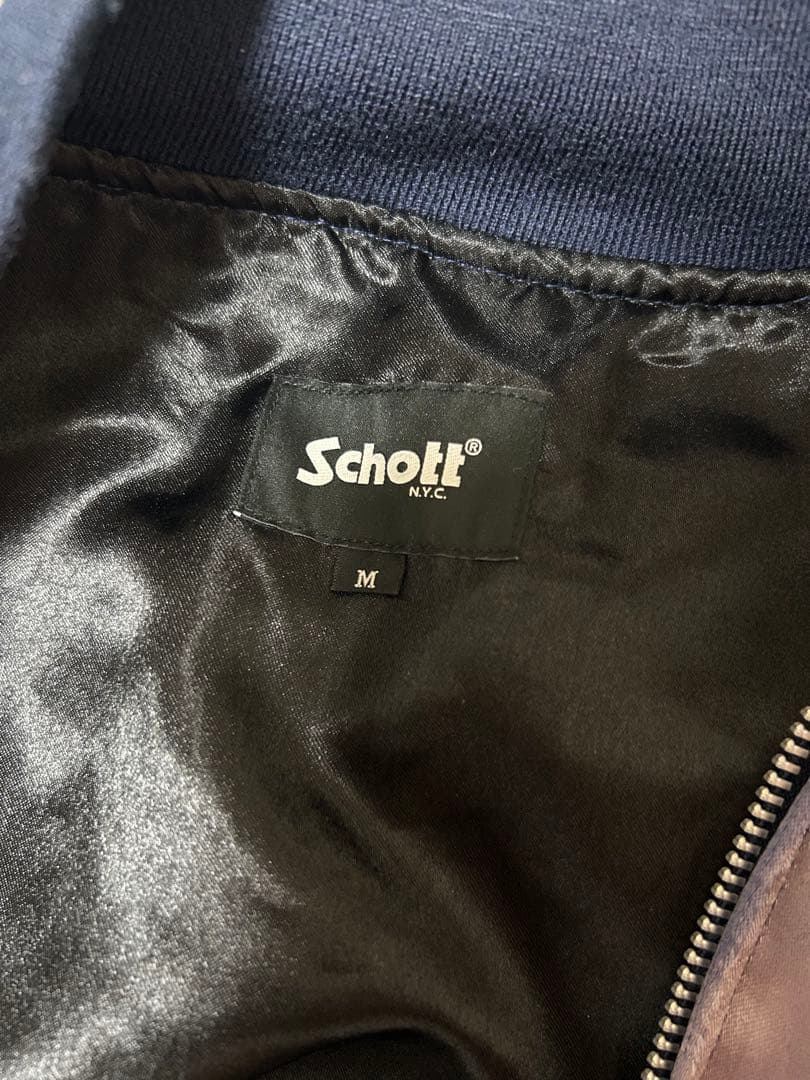 Schott スカジャン Mサイズ ネイビー/シルバー