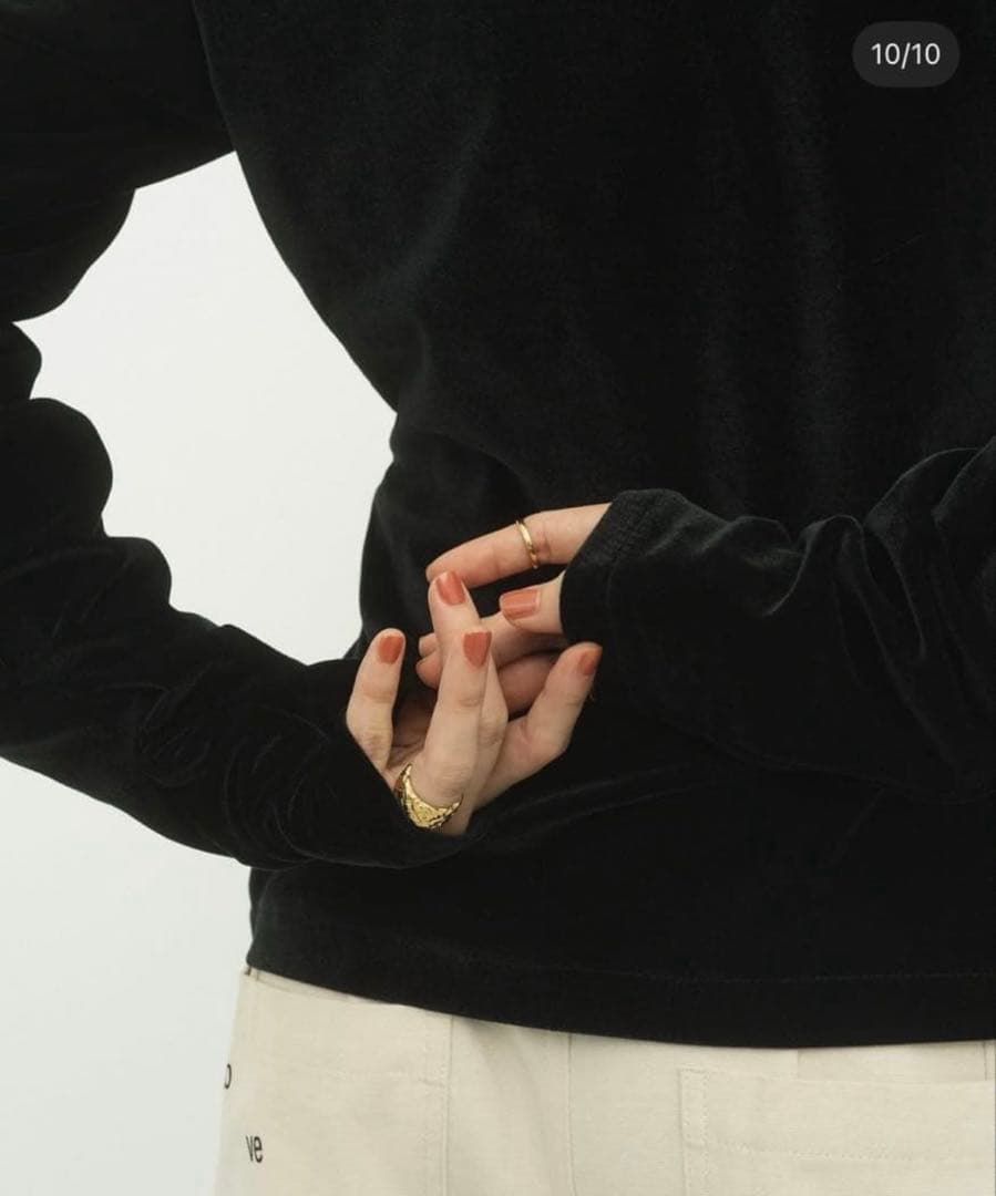 knuthmarf velours ribbon tops ブラック