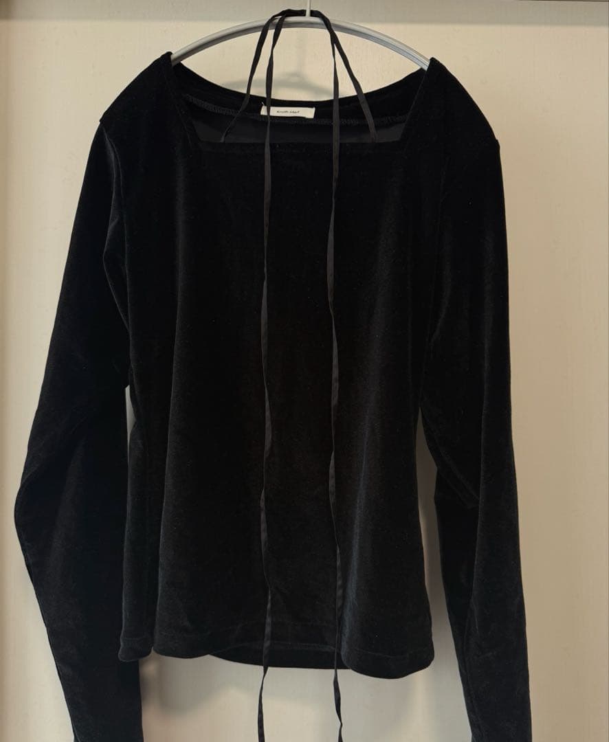 knuthmarf velours ribbon tops ブラック