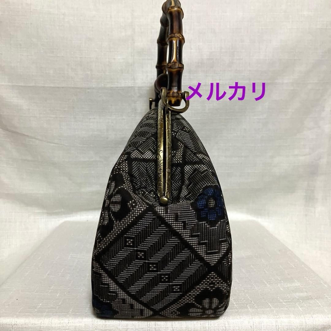 龍郷　大島紬　がま口バッグ　ハンドメイド