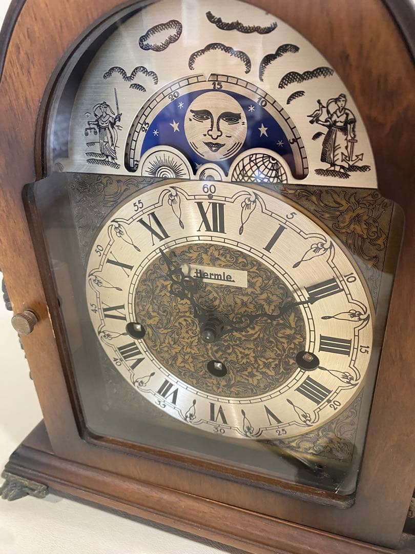 希少品　Hermle ゼンマイ式置き時計　ムーンフェイズ　ドイツ製