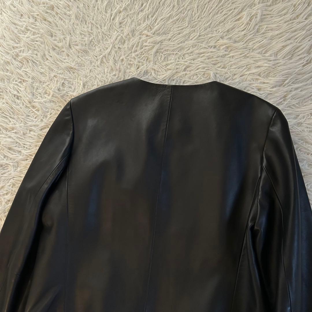美品　ボールジィ　レザージャケット　ノーカラー　シングル　ラムレザー　柔らか