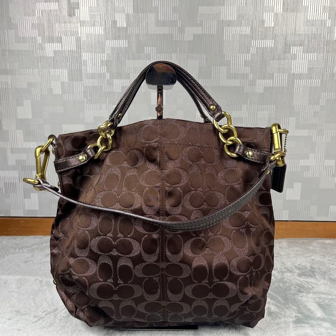 バッグ Coach 2way Hand Bag Brown Signature