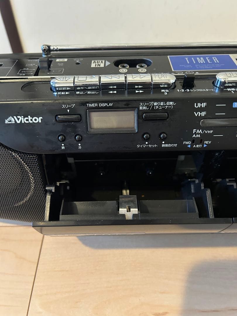 Victor Wオートリバース ラジカセ ブラック RC-F3