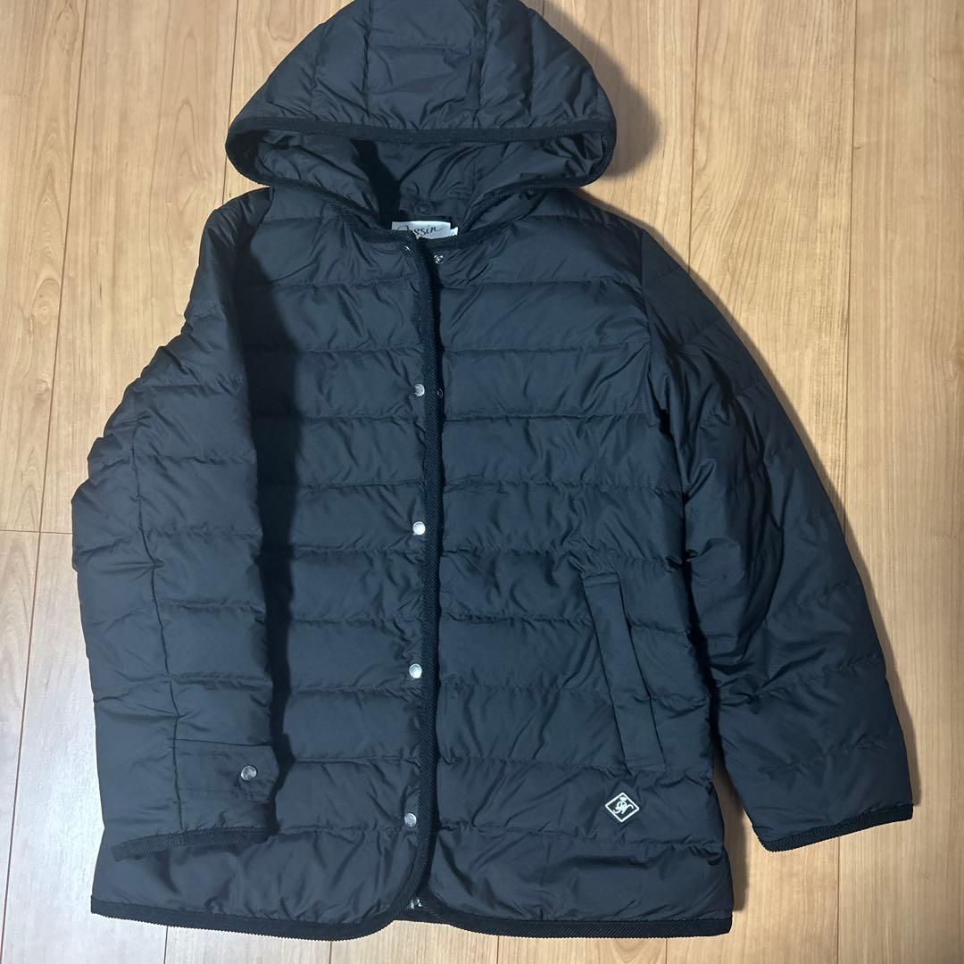 Dessin フード付き ブラックダウンジャケット