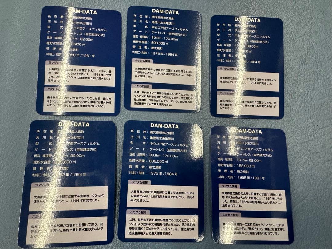 新品未使用品　ダムカード　鹿児島県　神嶺ダム　母間ダム　轟木ダム　徳之島