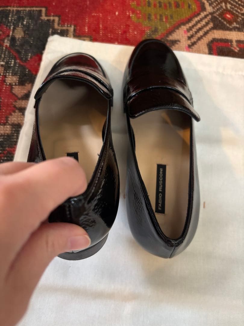 FABIO RUSCONI 黒　エナメル　ローファー　35 22.5