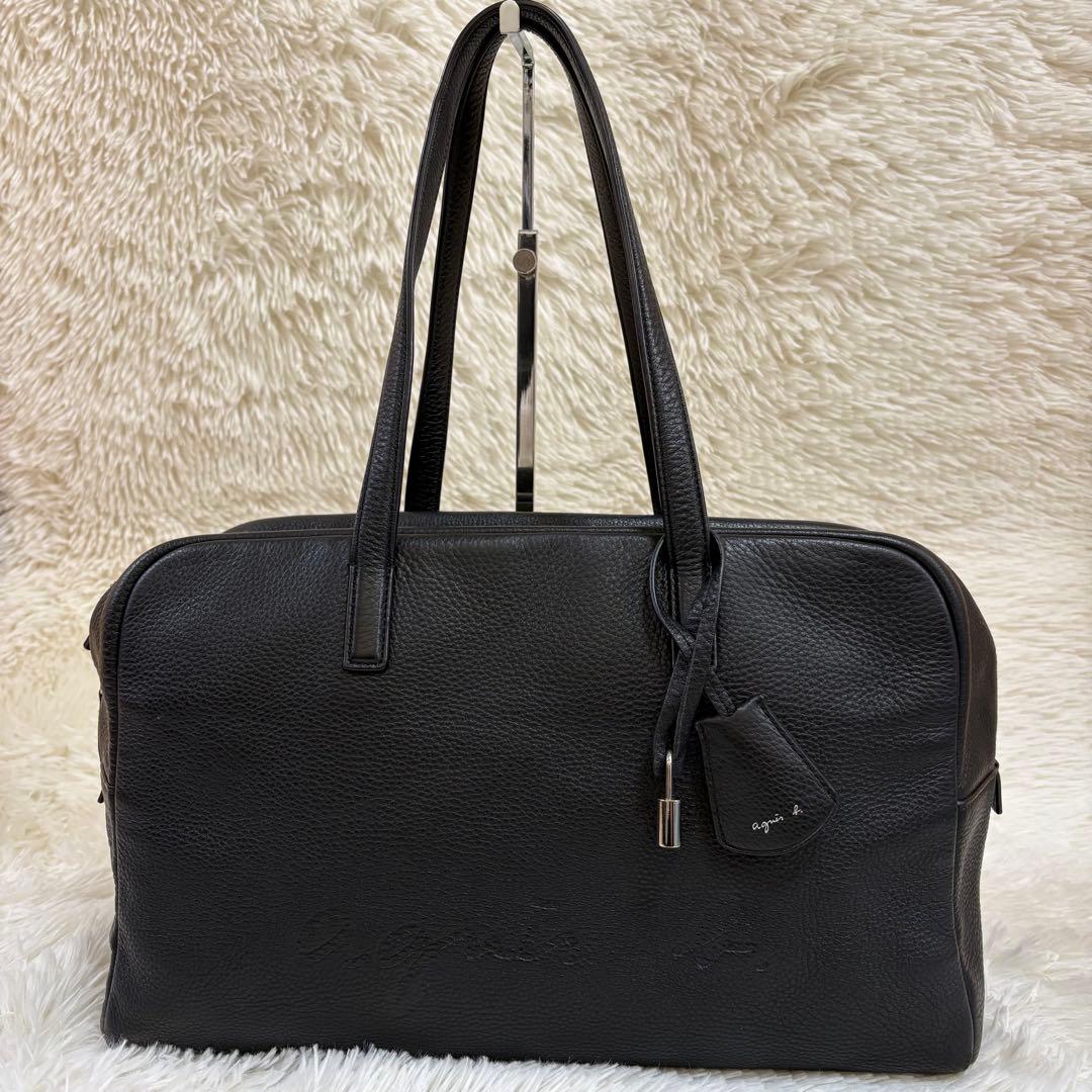 ✨人気✨ アニエスベー　ボストンバッグ レザー ブラック
