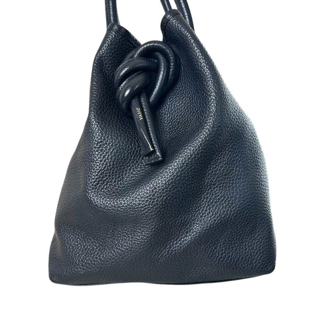 【美品】 VASIC bond 2way レザー ハンドバッグ 黒 シボ革
