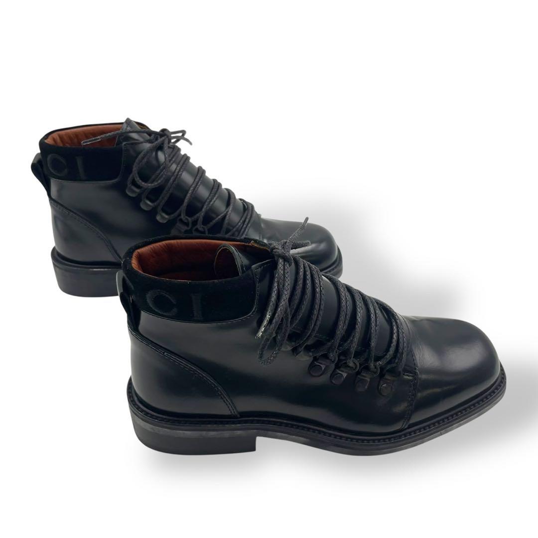 極美品　希少モデル　グッチ　マウンテンブーツ　レースアップ　レザー　黒　23