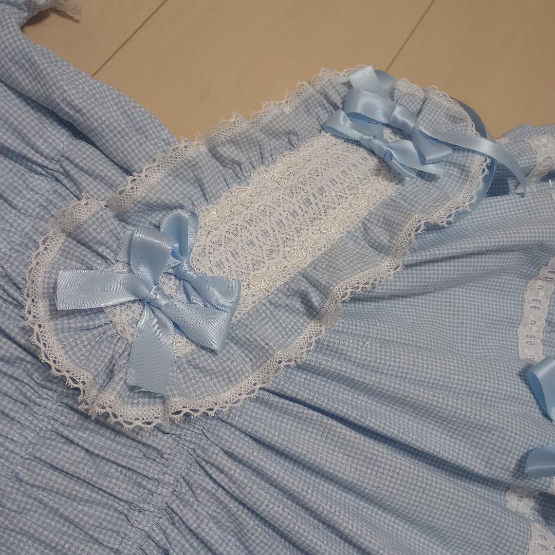 ハンドメイド　ロリィタ　リボンティアードワンピース