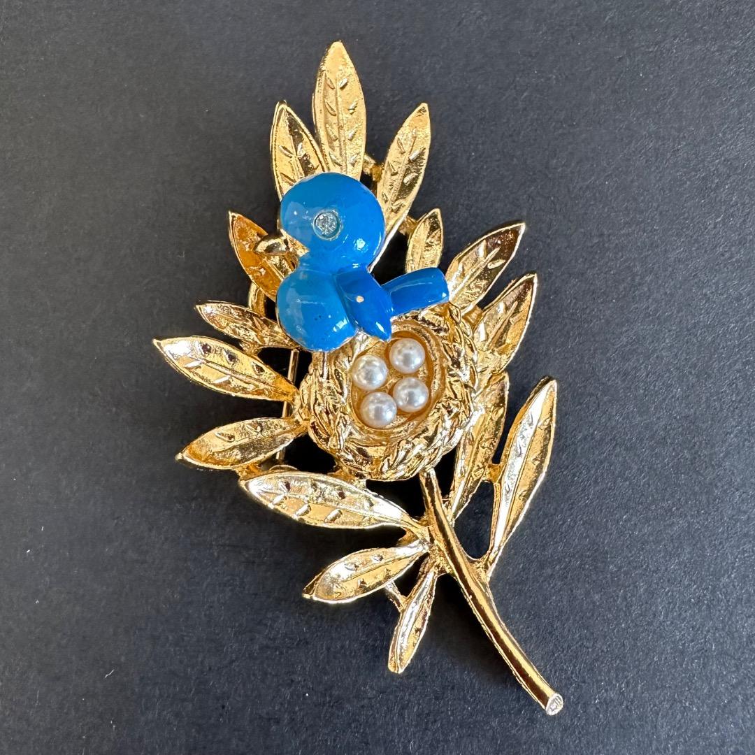 TRIFARI トリファリ ブローチ 青い鳥 しあわせの青い鳥 米国 ブルー