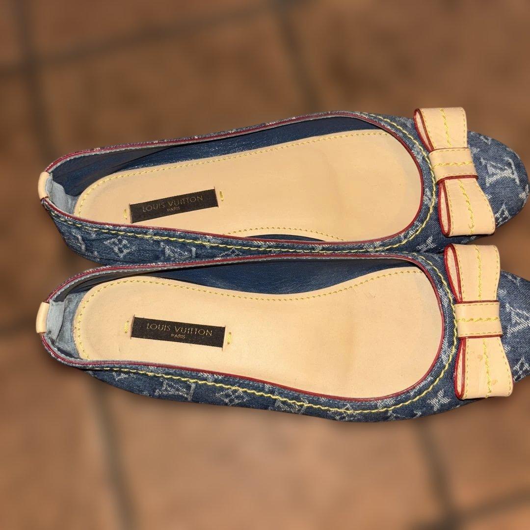 Louis Vuitton デニム リボン フラットシューズ
