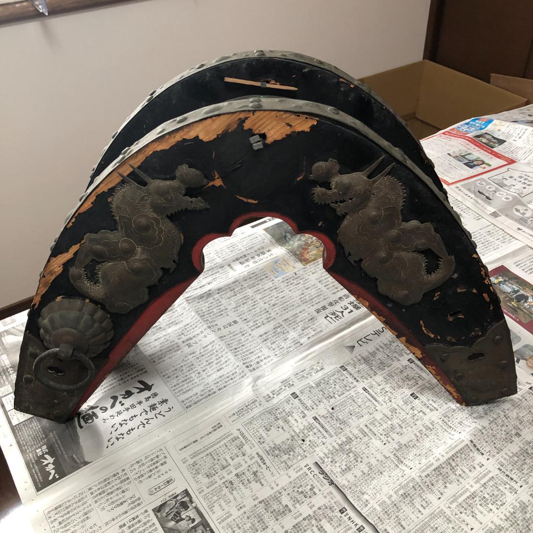【骨董】龍・鶴図飾金具付き 和鞍（馬鞍）馬具 部品取り #933