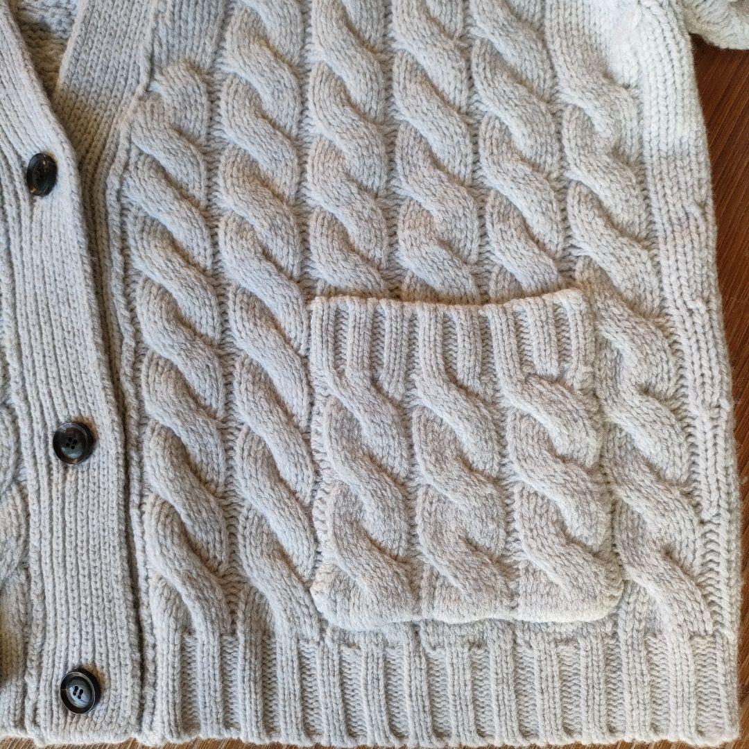 【ebureエブール】ケーブル編みオーバーサイズニットカーディガン　ライトグレー