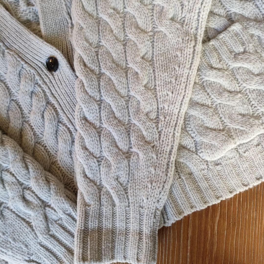 【ebureエブール】ケーブル編みオーバーサイズニットカーディガン　ライトグレー