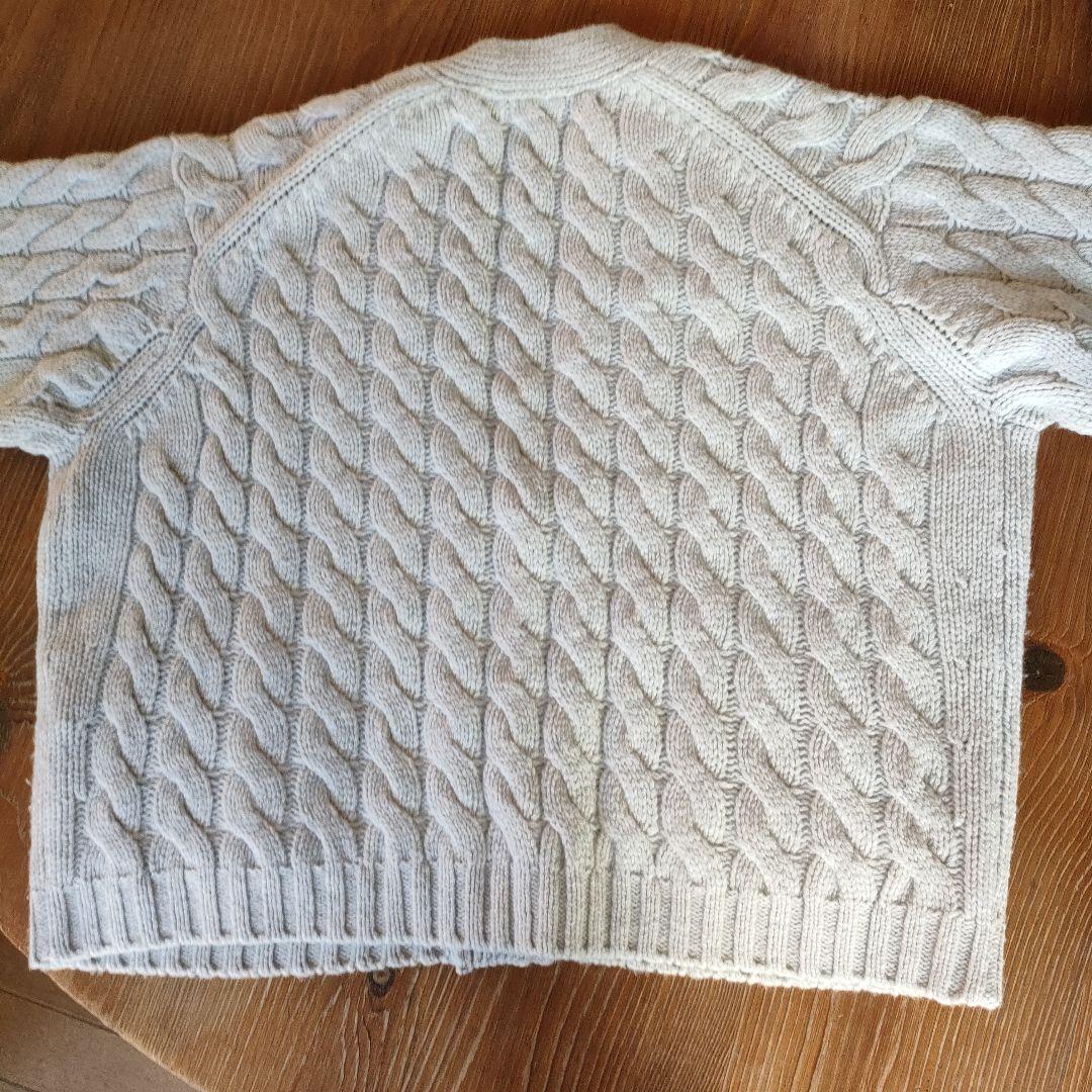 【ebureエブール】ケーブル編みオーバーサイズニットカーディガン　ライトグレー