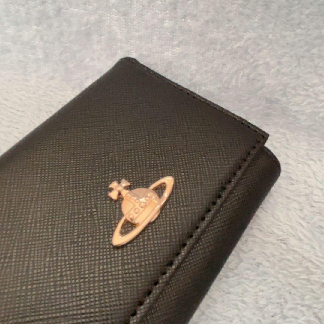 Vivienne Westwoodブラック レザー三つ折り財布