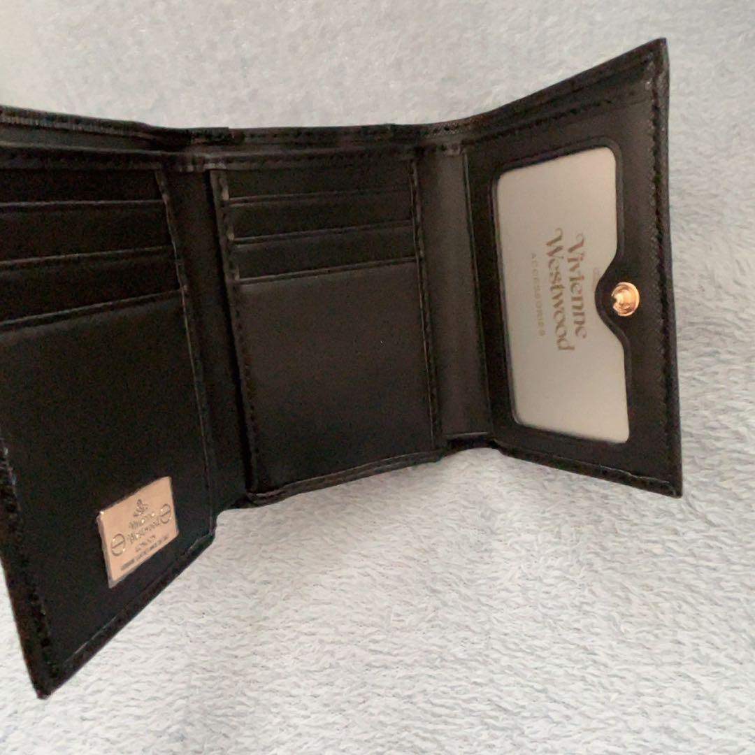 Vivienne Westwoodブラック レザー三つ折り財布
