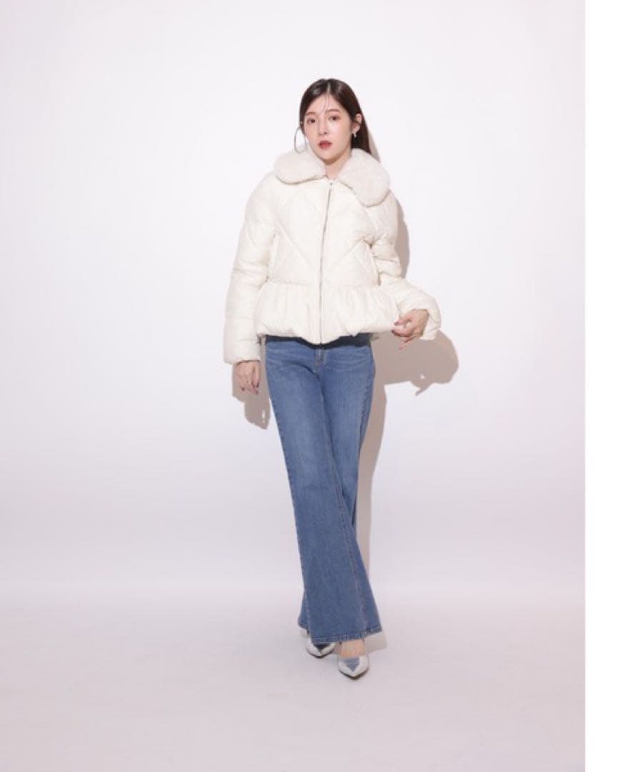 タグ付き　Rirandture ファーカラー中綿ジャケット白s