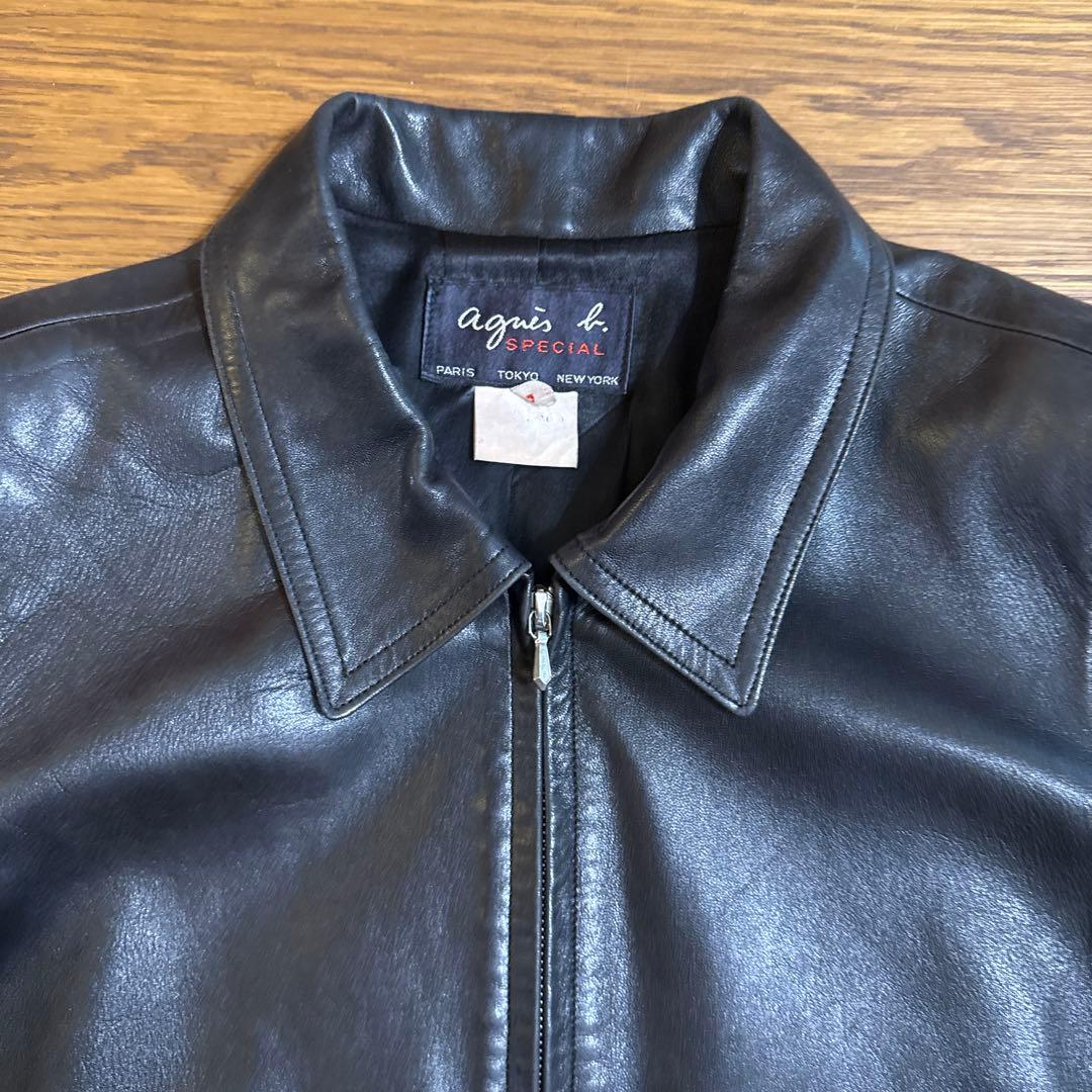 (クリーニング済)agnes b. レザージャケット size2 短丈 希少