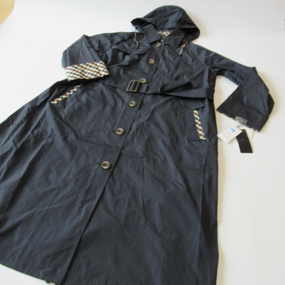 アクアスキュータム未使用ネイビー トレンチデザイン レインコート L 2/2