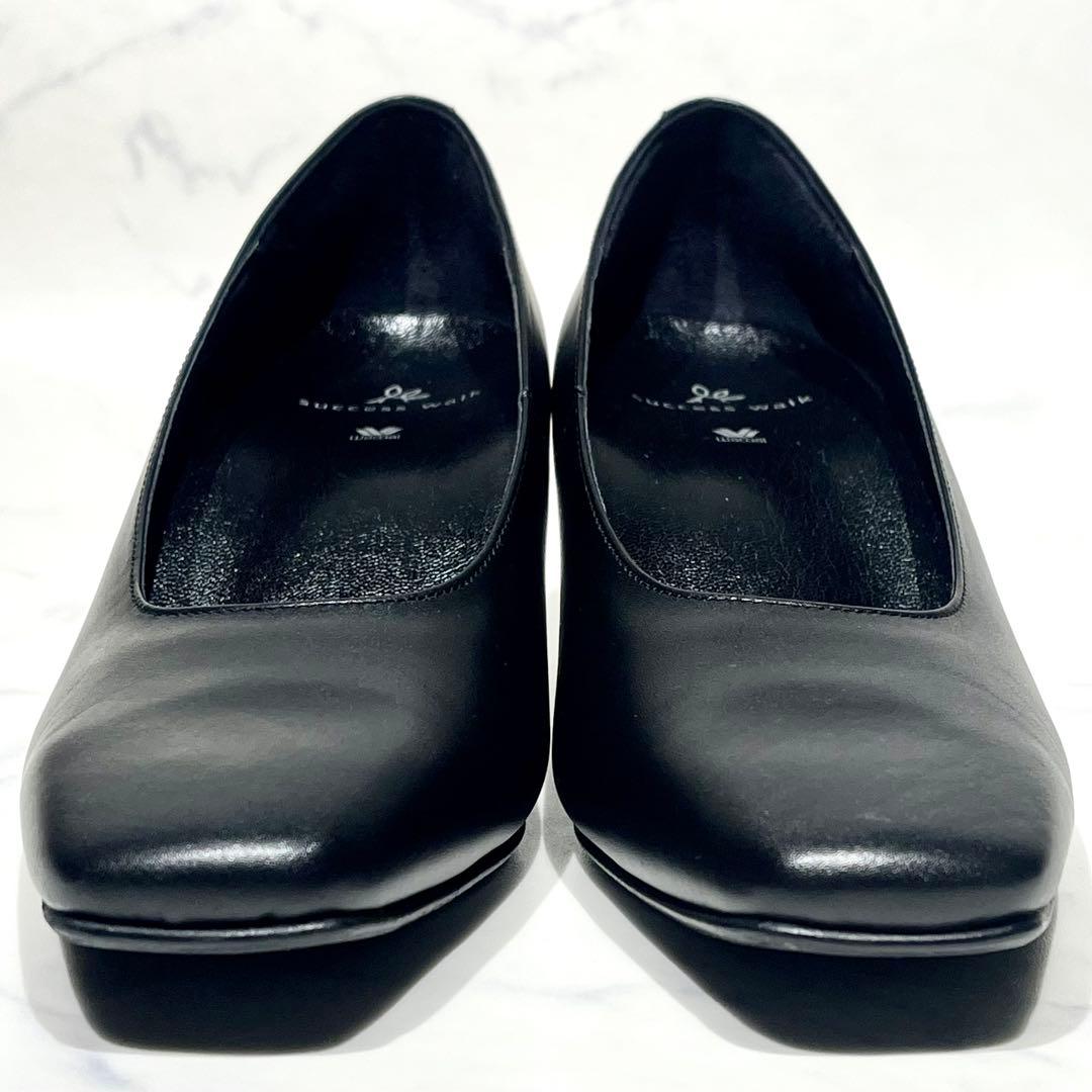 未使用級☆ワコール サクセスウォーク スクエアトゥ 5cmヒールパンプス 24D