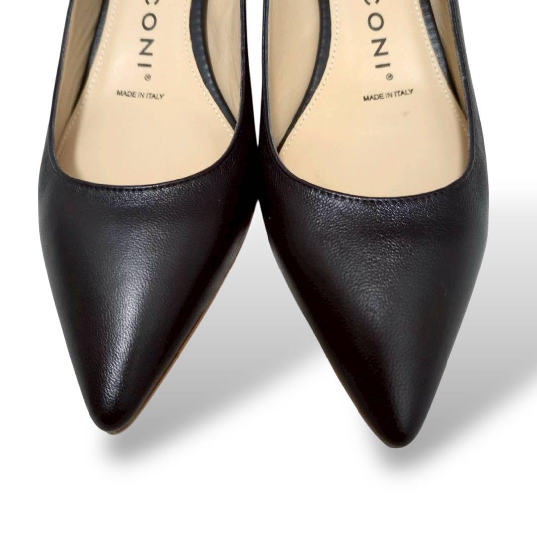 極美品　ファビオスルコーニ　パンプス　ブラック　レザー　ポインテッドトゥ　38