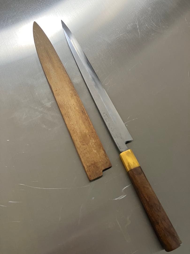 尚台正吉 鍊 本焼　青鋼　尺寸　テッサ包丁　柳刃包丁 黄花梨包丁柄