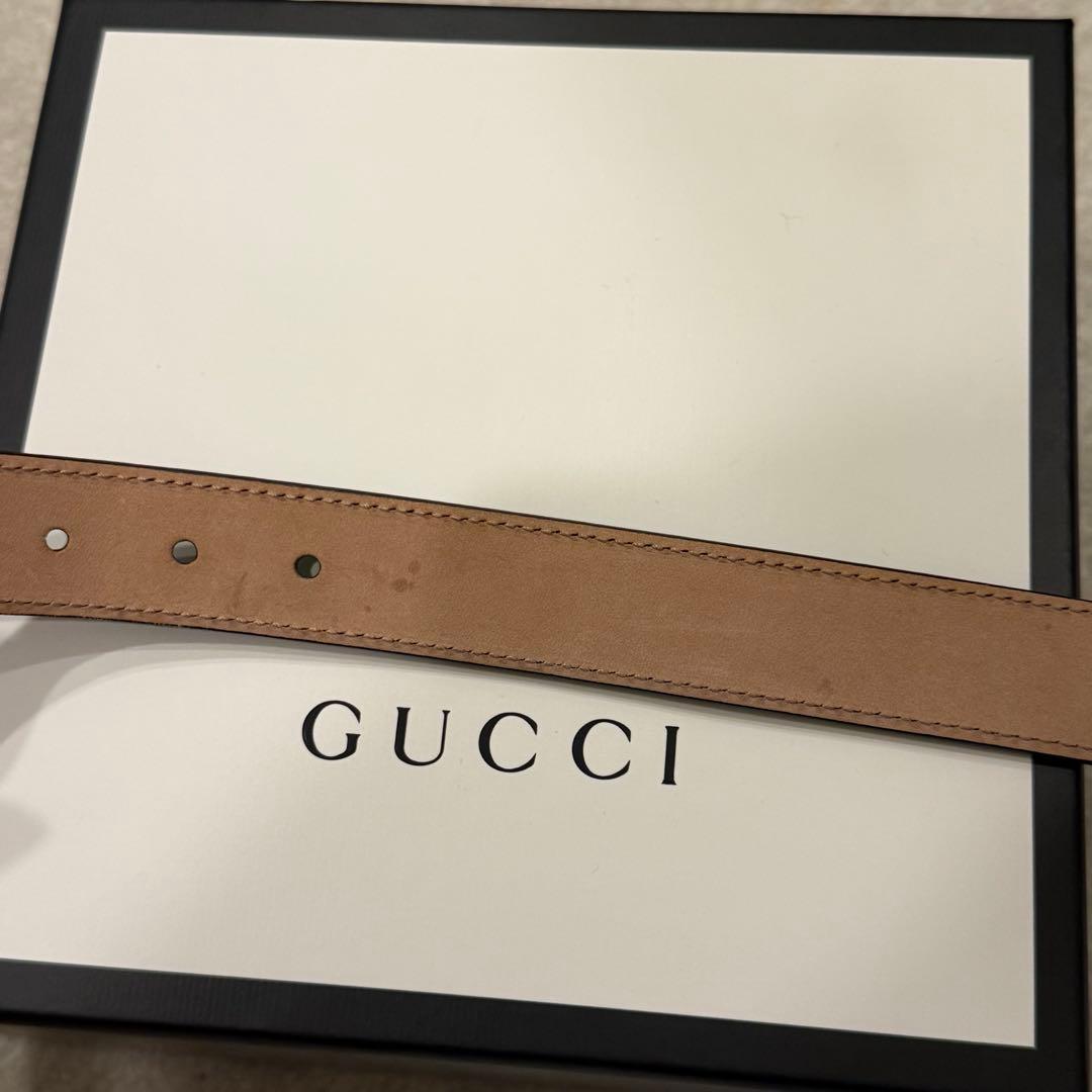 GUCCI ブラックレザー ベルト GGロゴ　65cm