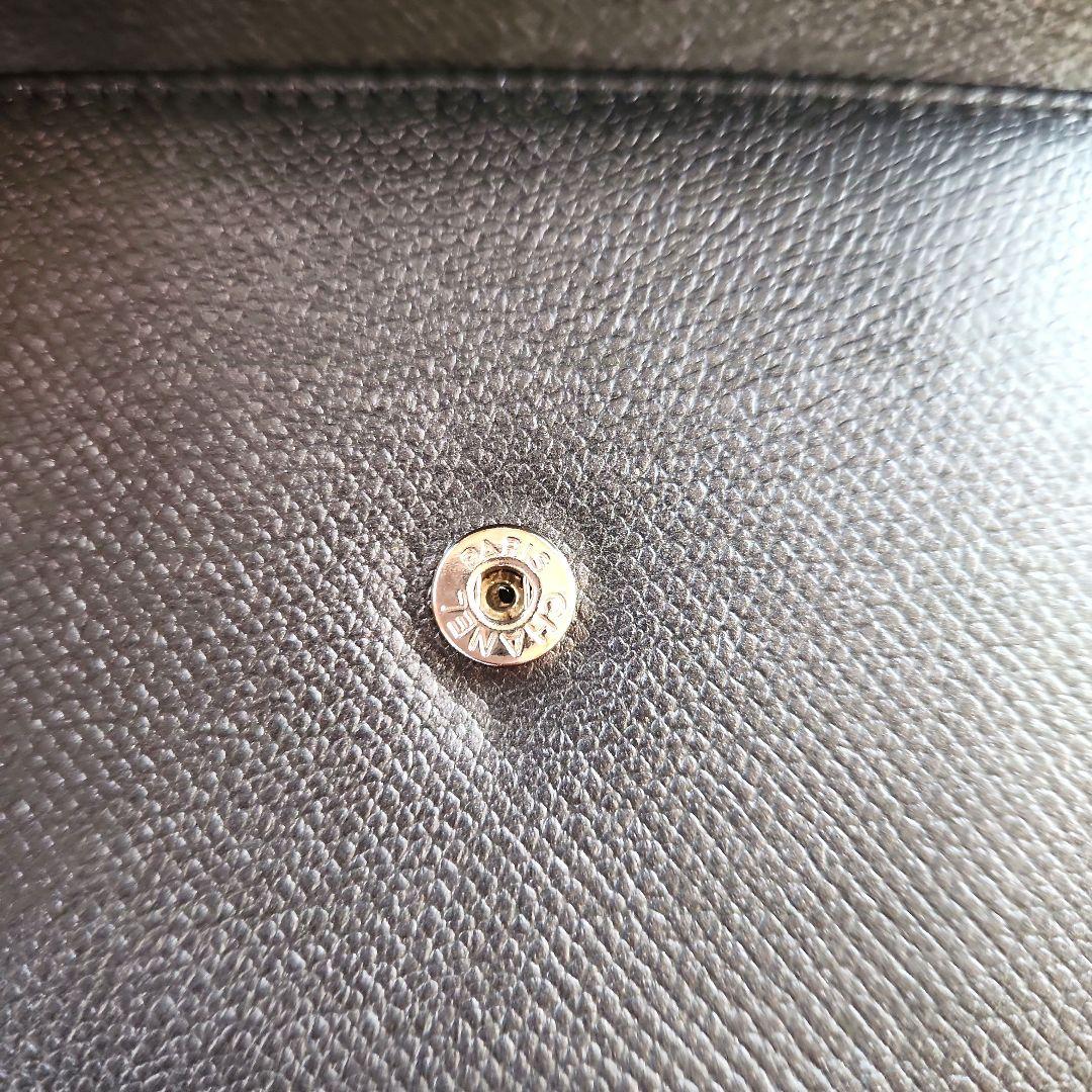 CHANELココボタン 三つ折り財布 ブラックレディース