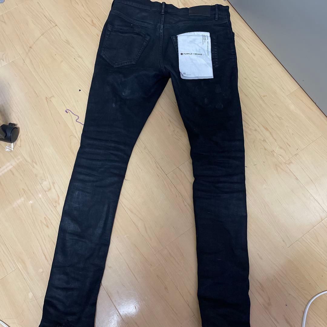 PURPLE ダメージ加工 ブラックデニム28