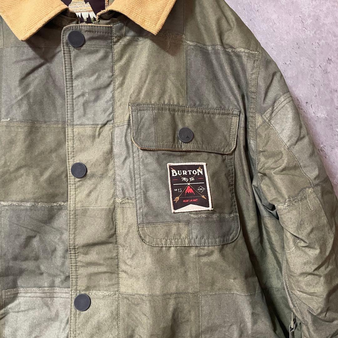 Burtonバートンスキーウェアスノーボードジャケット緑グリーンカーキチェック柄