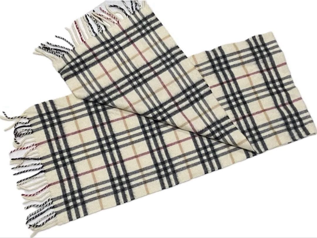 バーバリー マフラー ノバチェック カシミヤ 英国 スコットランド 近年ホワイト