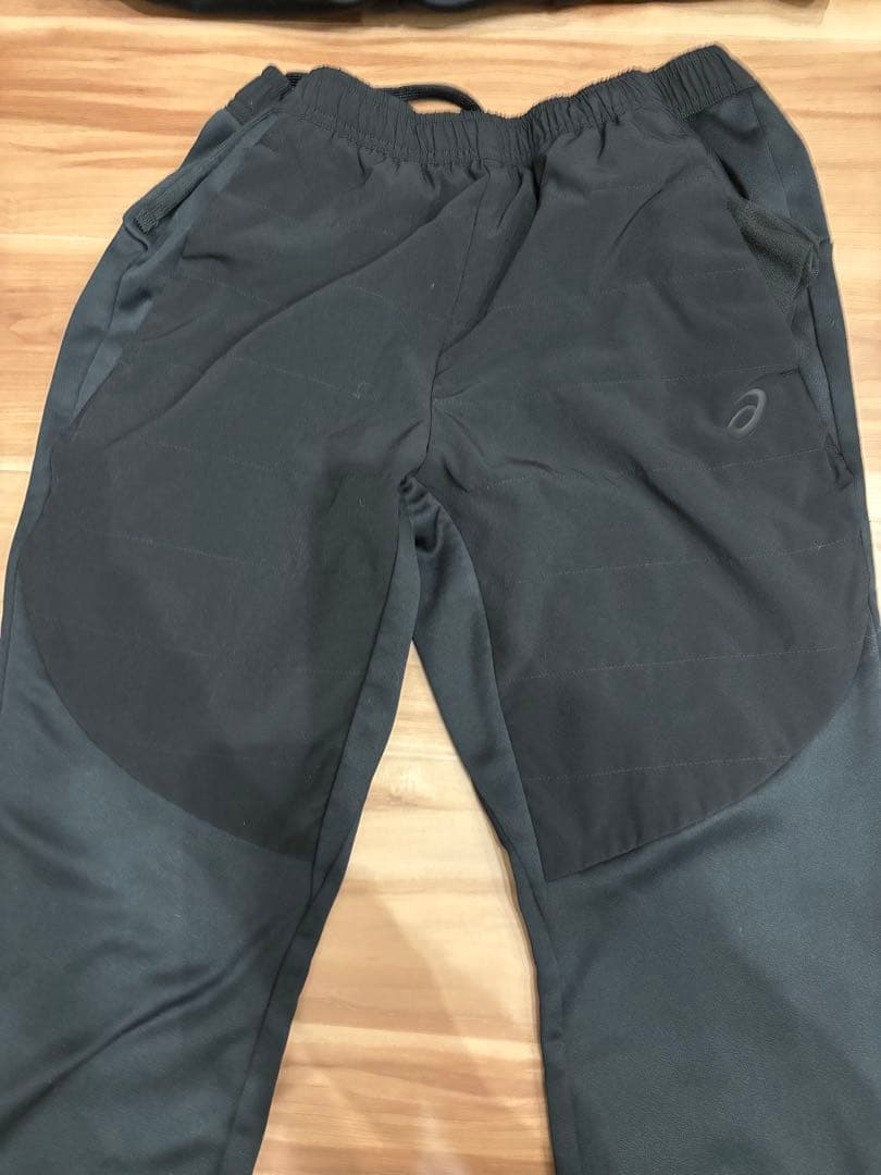 【美品】ASICS ウィンドブレーカー上下セット 中綿フリース ブラック