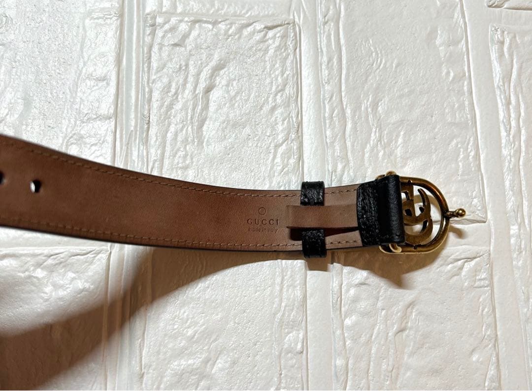 GUCCI ブラック レザー ブレスレット GG グッチ