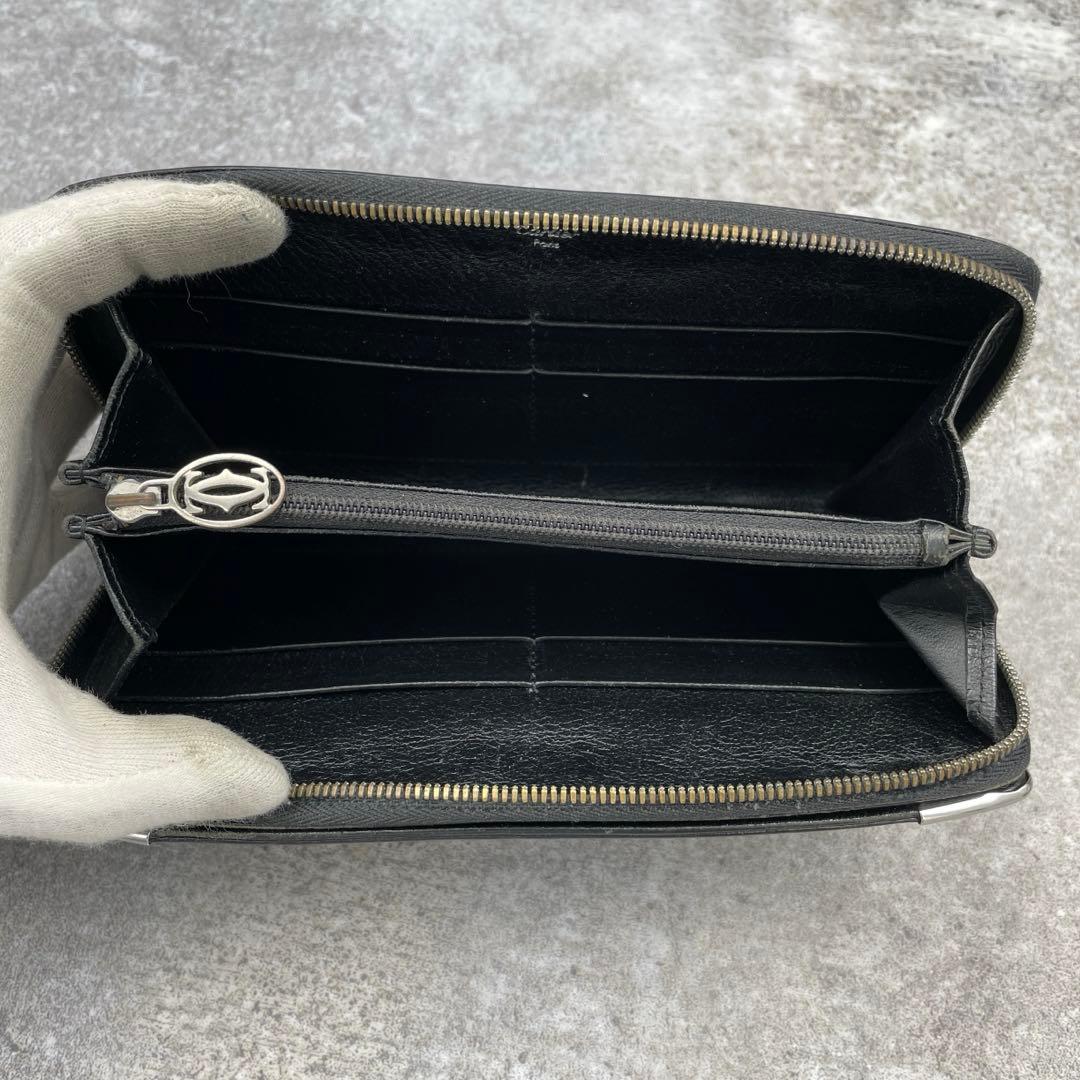 Cartier　カルティエ　長財布　黒　ブラック　レザー　ラウンドファスナー