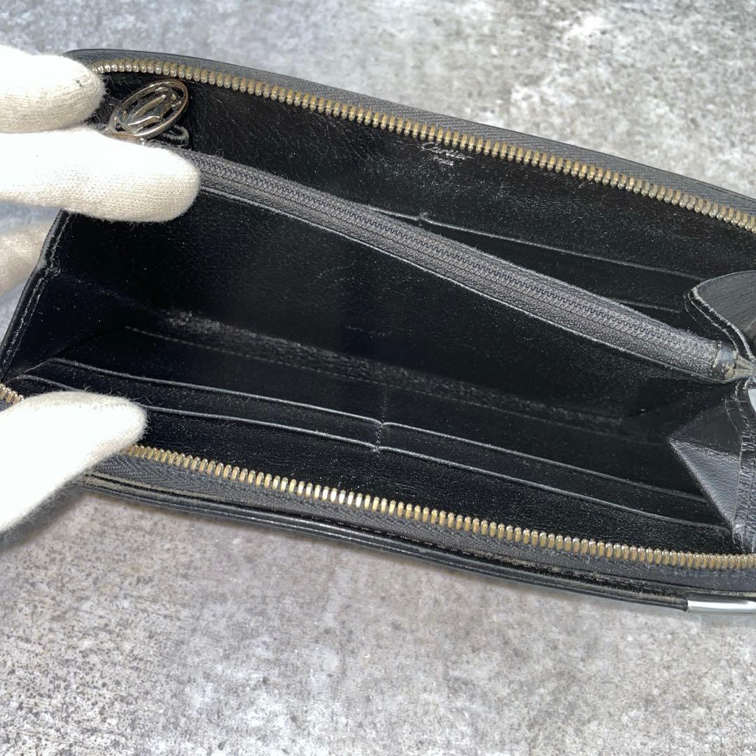Cartier　カルティエ　長財布　黒　ブラック　レザー　ラウンドファスナー