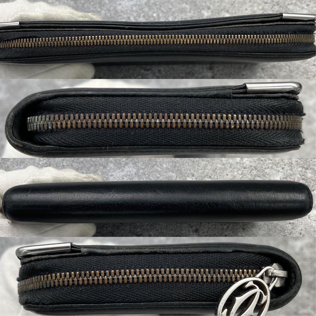 Cartier　カルティエ　長財布　黒　ブラック　レザー　ラウンドファスナー
