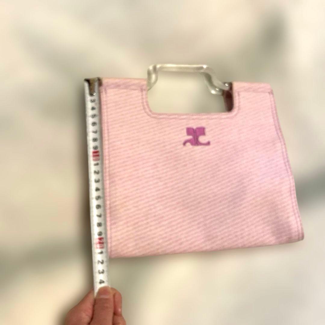 極希少❗️レア　courrèges クリアハンドル　ハンドバッグ　ピンク　ミニ