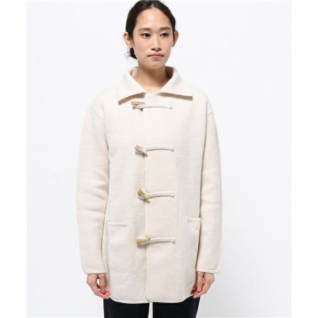 45R ダッフルコート　フロートアルパカ縮絨ハーフコート　アイボリー