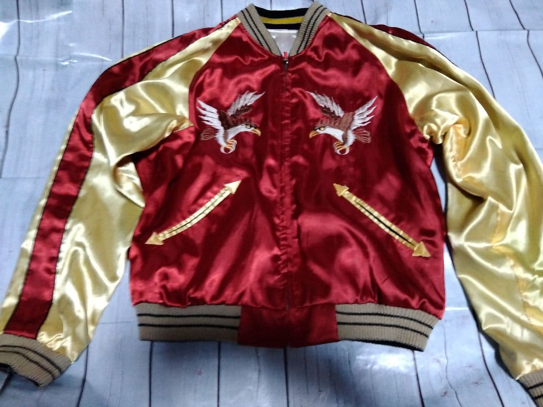 テーラー東洋　スカジャン　TT10930　鷹　日本地図　М