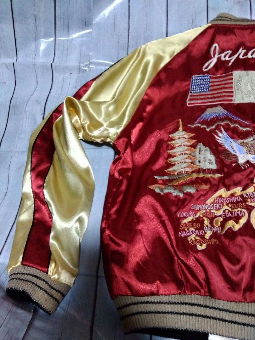 テーラー東洋　スカジャン　TT10930　鷹　日本地図　М