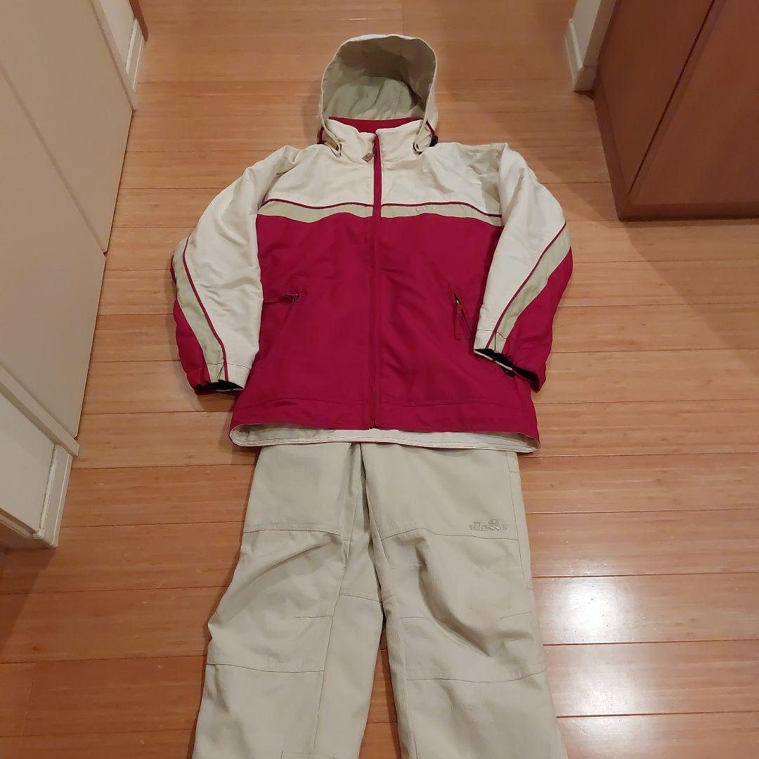 ellesse スキーウェア 赤 白 フード付き