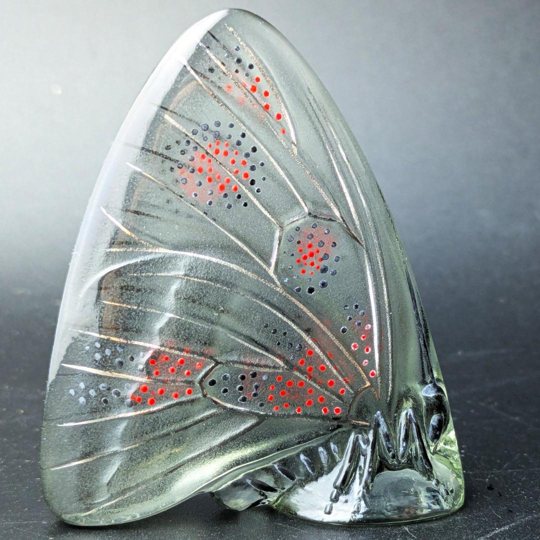 掌の美術 ラリック グレーイッシュ パピヨン蝶 オブジェ 精緻 洗練エナメル彩