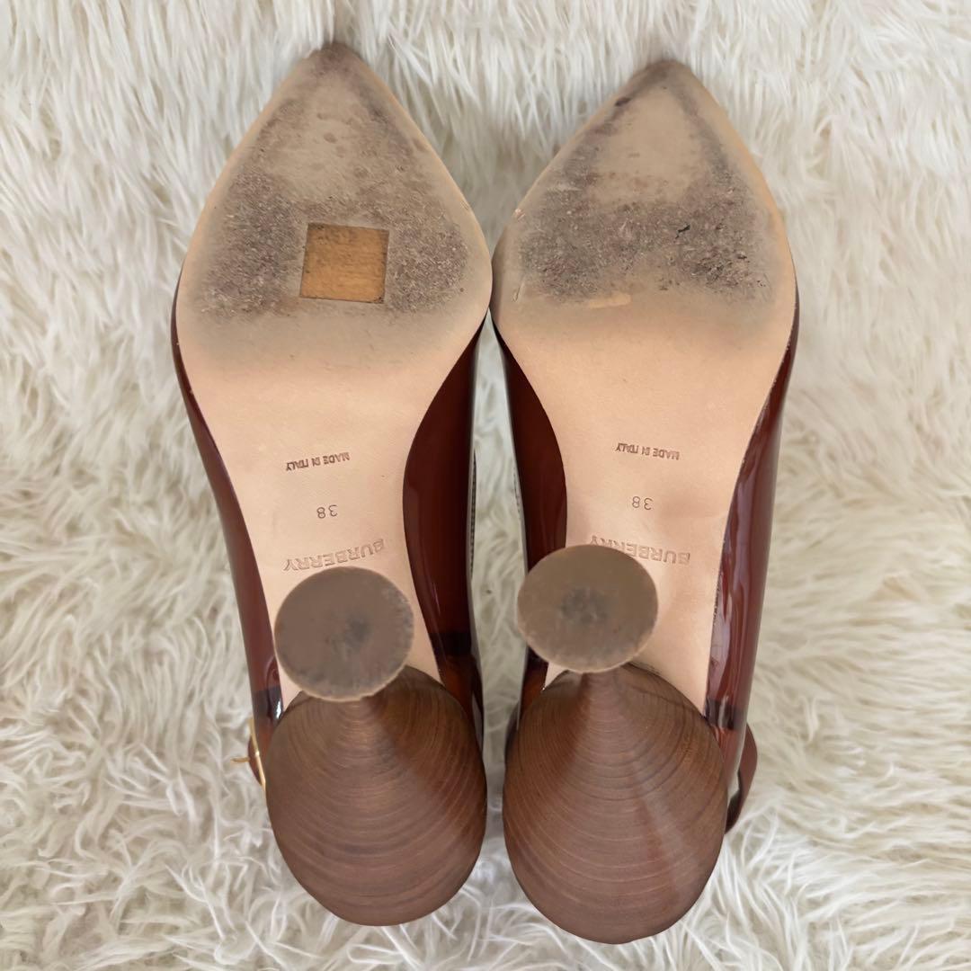 ✨美品　バーバリー　パンプス　ポインテッドトゥ　パテントレザー　エナメル　24