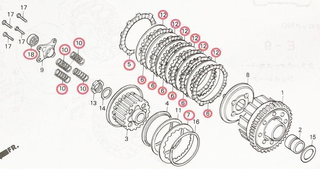 CB250T CB250N ホーク クラッチ板 ガスケット　スプリング　149A