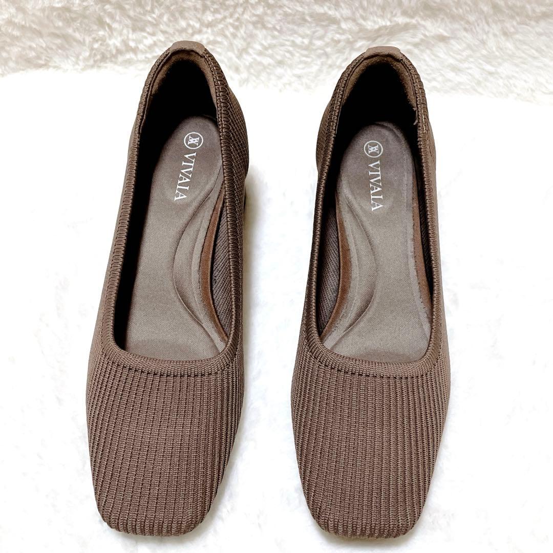 【美品】VIVAIA ビバイア　パンプス　スクエアトゥ ブラウン