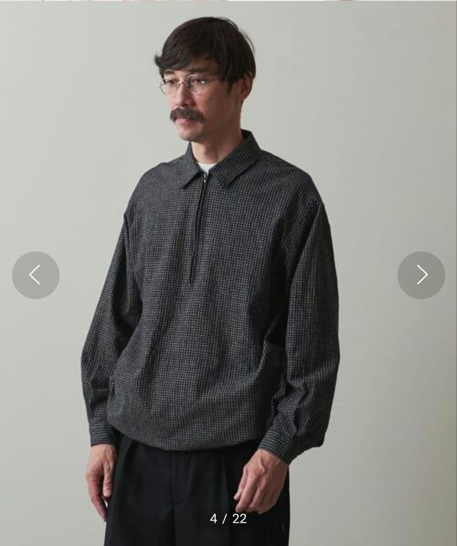 美品★スティーブンアラン　グラフチェック　ジッププルオーバーシャツ　2.2万　M